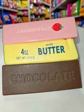 Scented Slow Rise Squishies.  Strawberry, Butter, Chocolate Set Of 3